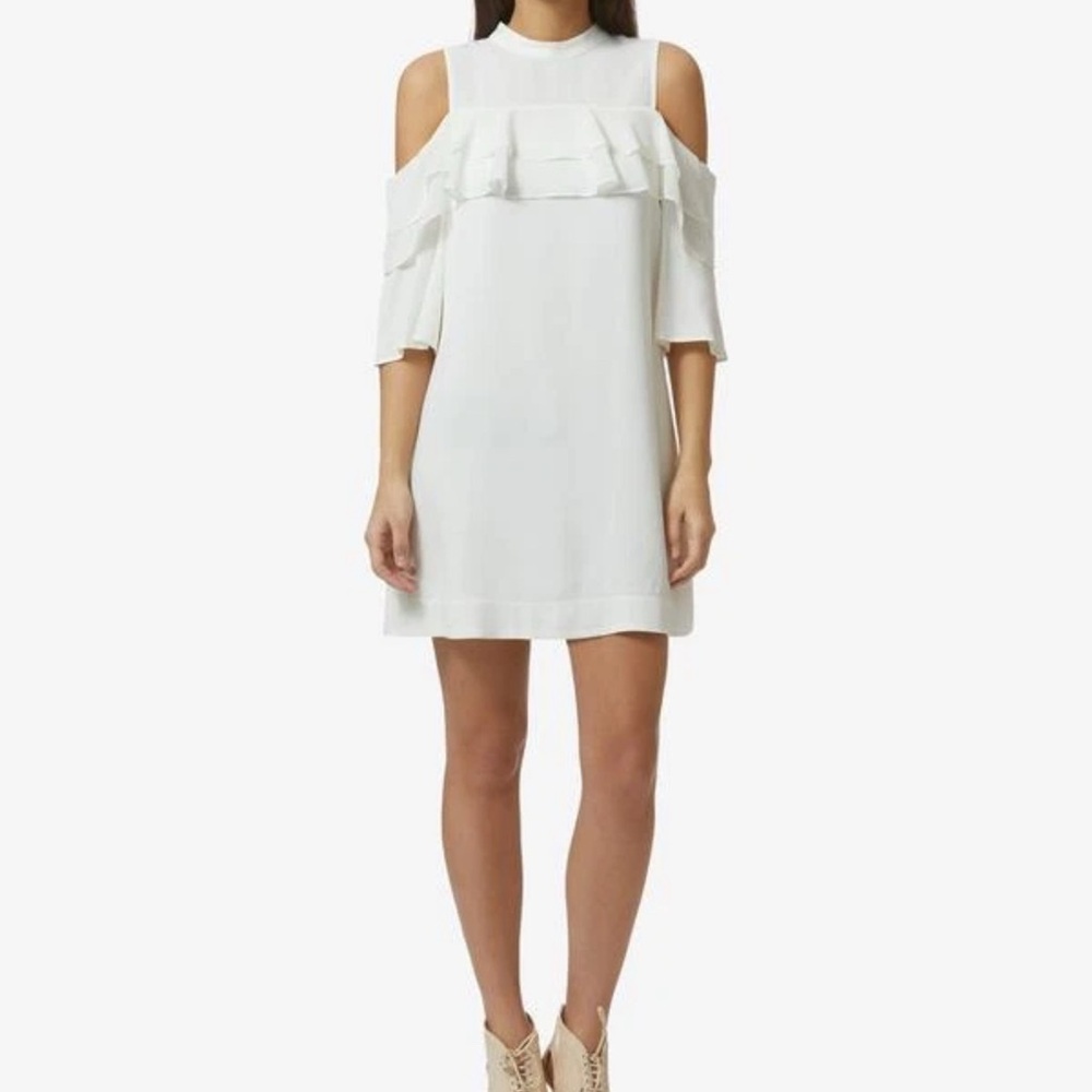 Avec Les Filles White Cold Shoulder Mini Dress